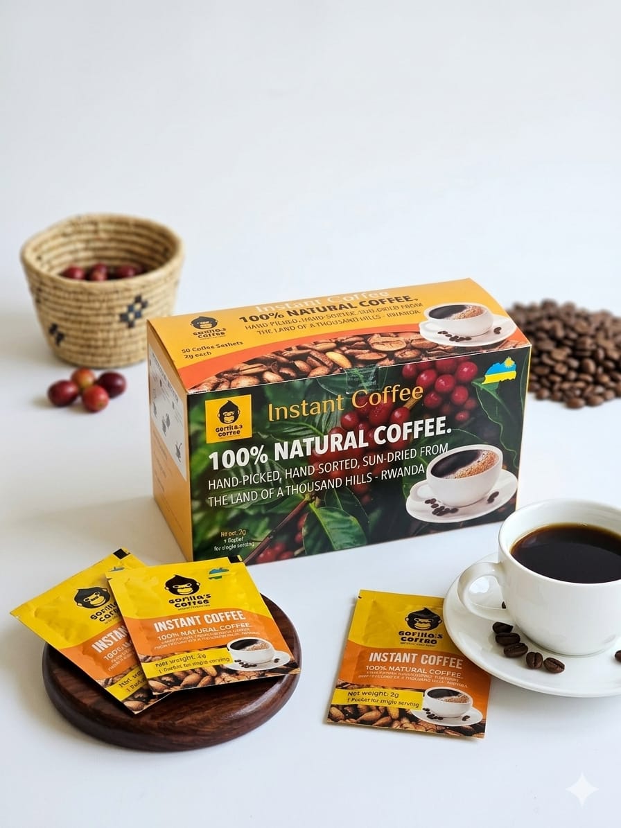 ☕ 2g x 50 Sobres de Café Instantáneo Gorilla’s Coffee – Ruanda
