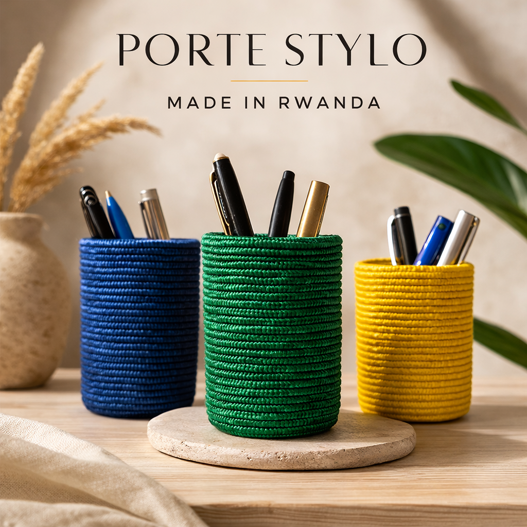 Lot de 3 Porte-stylos artisanaux faits main – Made in Rwanda | Organisation de bureau